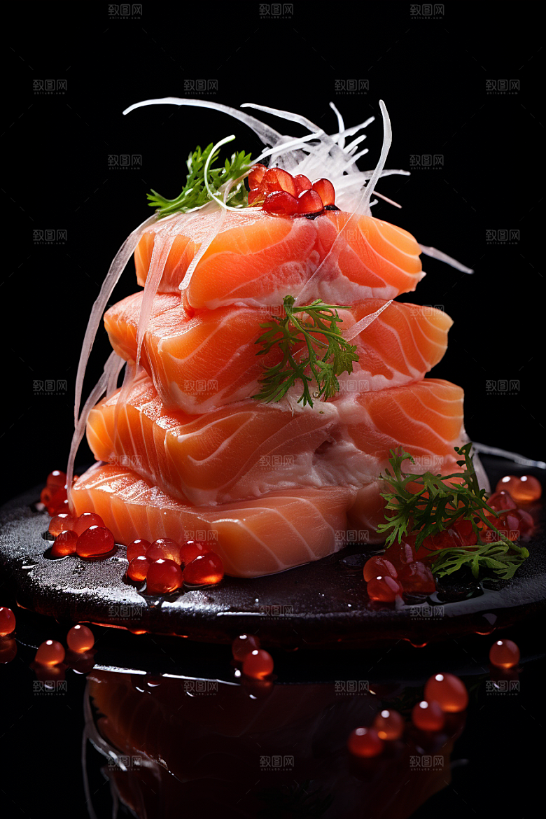 三文鱼美食海鲜摄影图