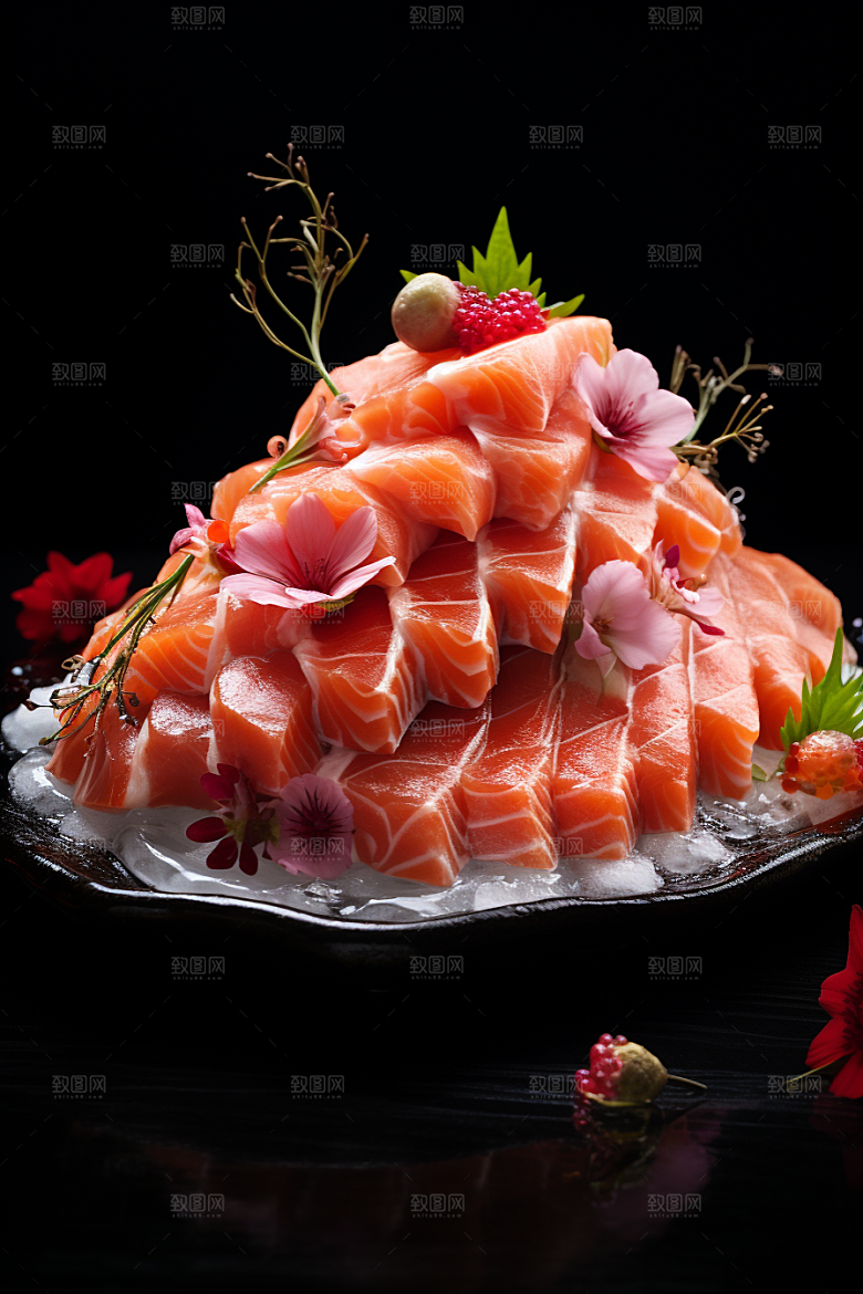三文鱼日料海鲜摄影图