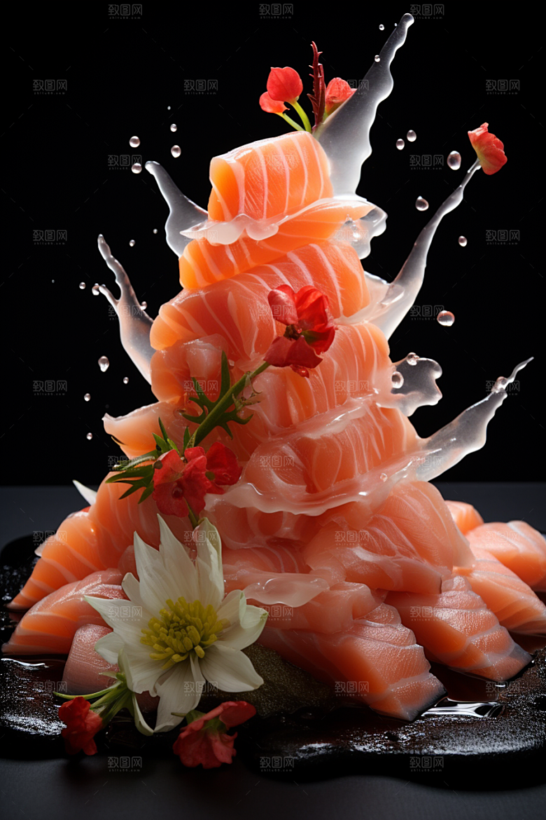 三文鱼美味鱼肉摄影图