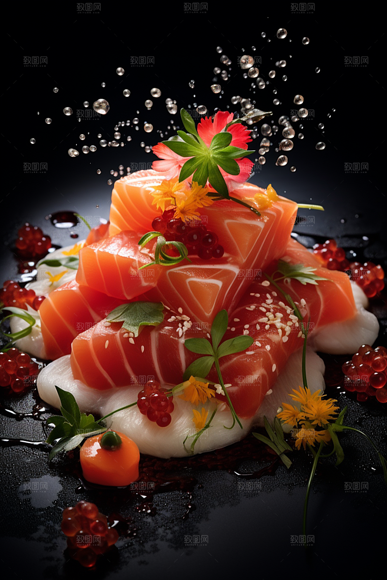 三文鱼美味日料摄影图