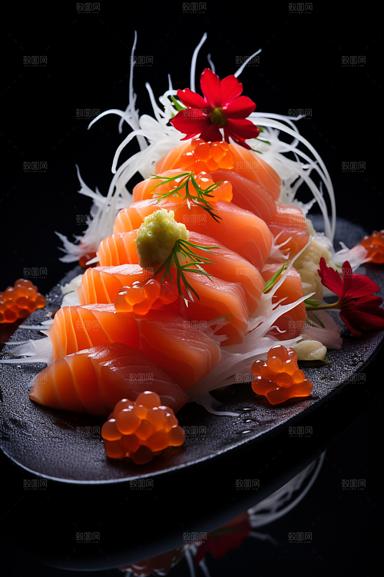三文鱼冰鲜美食摄影图