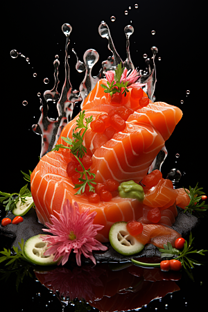 三文鱼美食新鲜摄影图