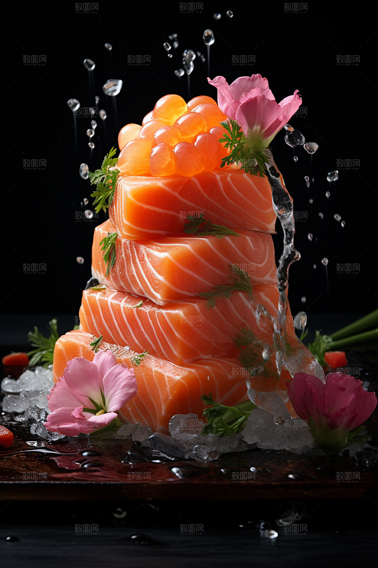 三文鱼海鲜美味摄影图