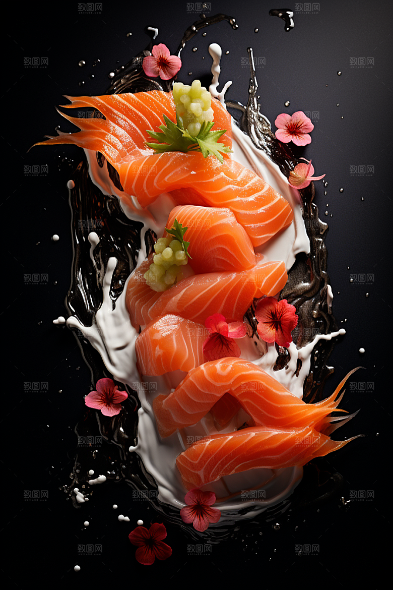 三文鱼美味日料摄影图