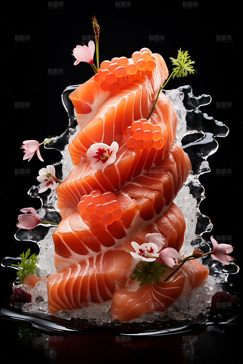 三文鱼海鲜美食摄影图