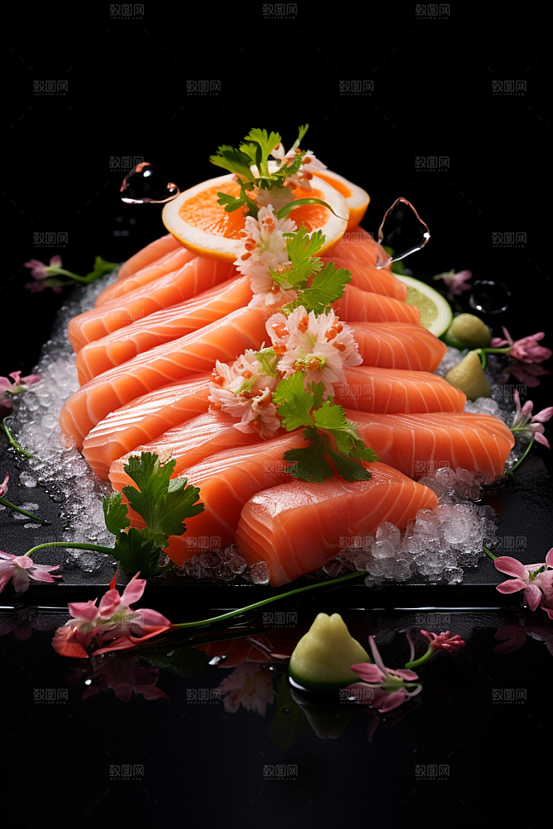 三文鱼美食海鲜摄影图