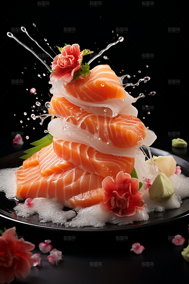 三文鱼美食美味摄影图