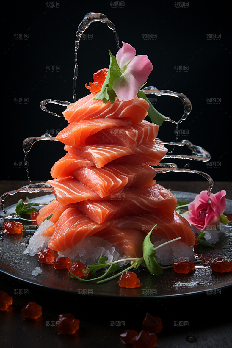 三文鱼日料美食摄影图