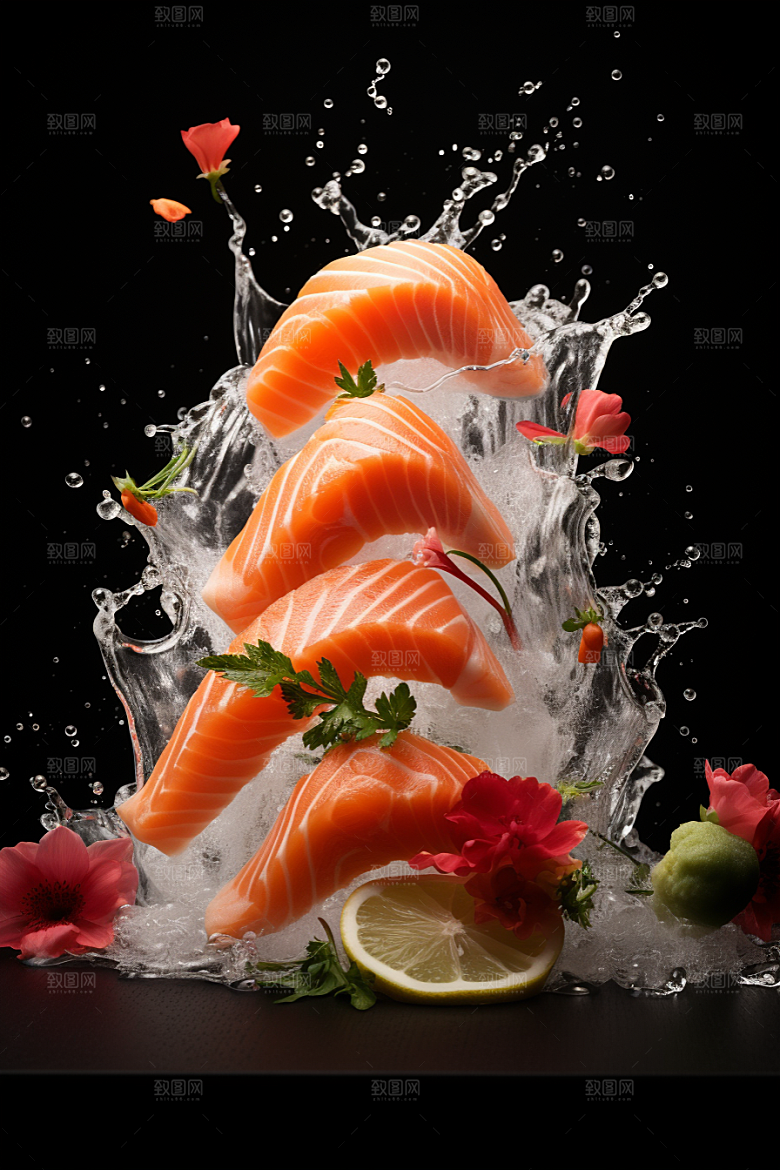 三文鱼美食海鲜摄影图