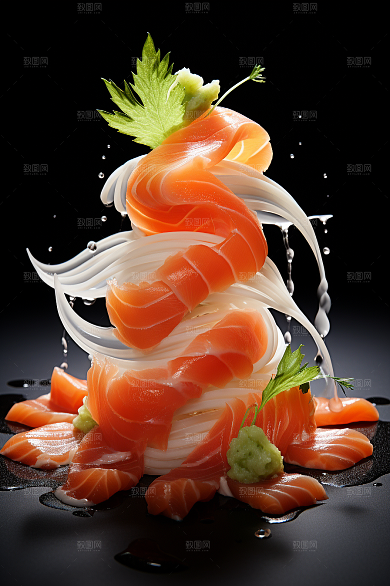 三文鱼鱼肉海鲜摄影图