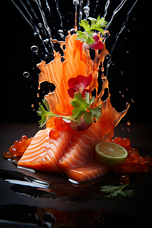 三文鱼鱼生鱼肉摄影图