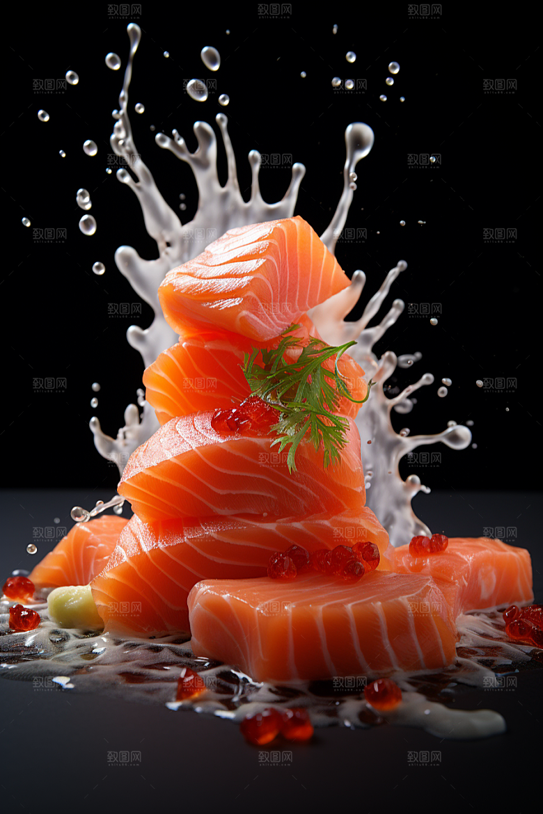 三文鱼美食日料摄影图