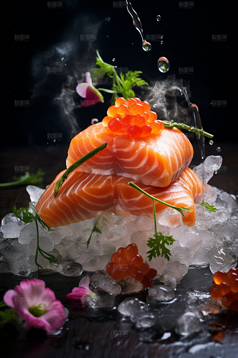 三文鱼新鲜鱼肉摄影图