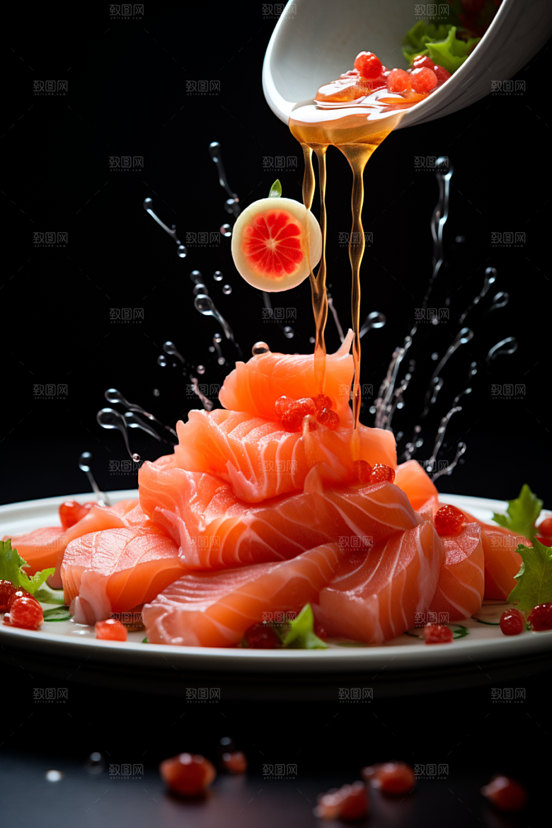 三文鱼海鲜美味摄影图