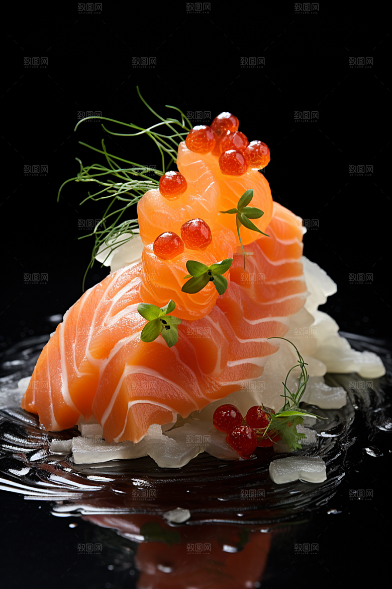 三文鱼日料美味摄影图