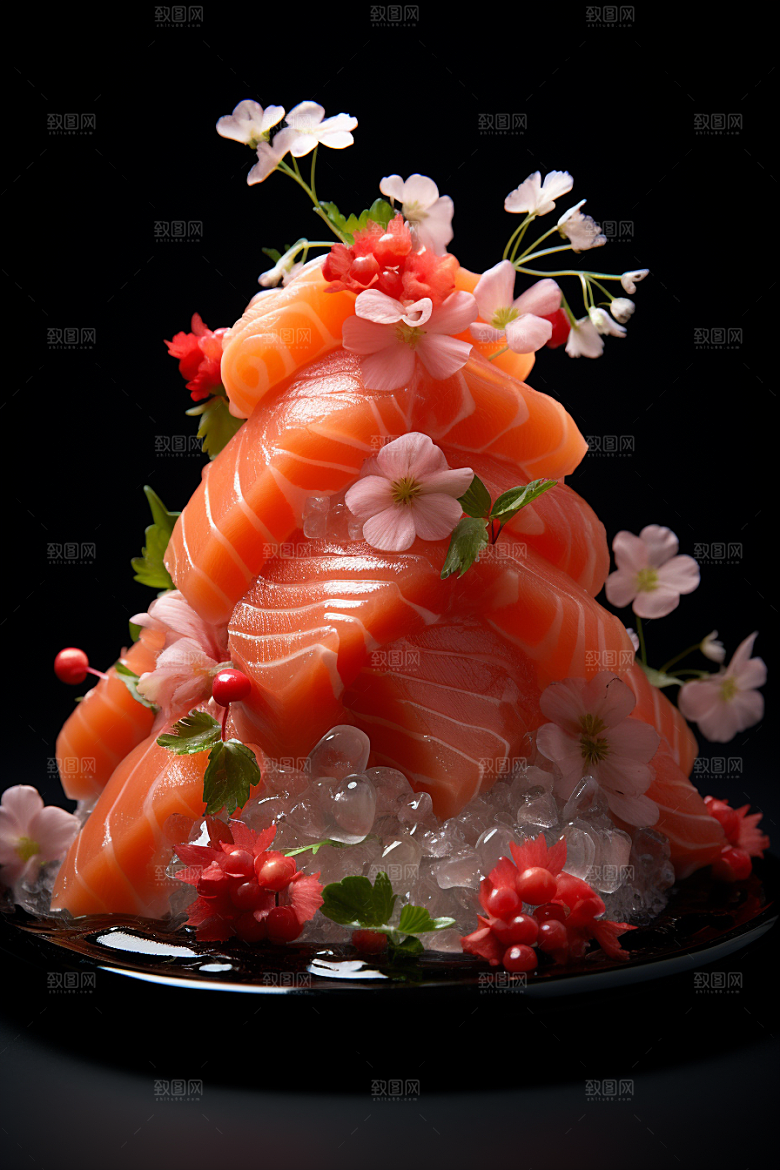 三文鱼美食新鲜摄影图