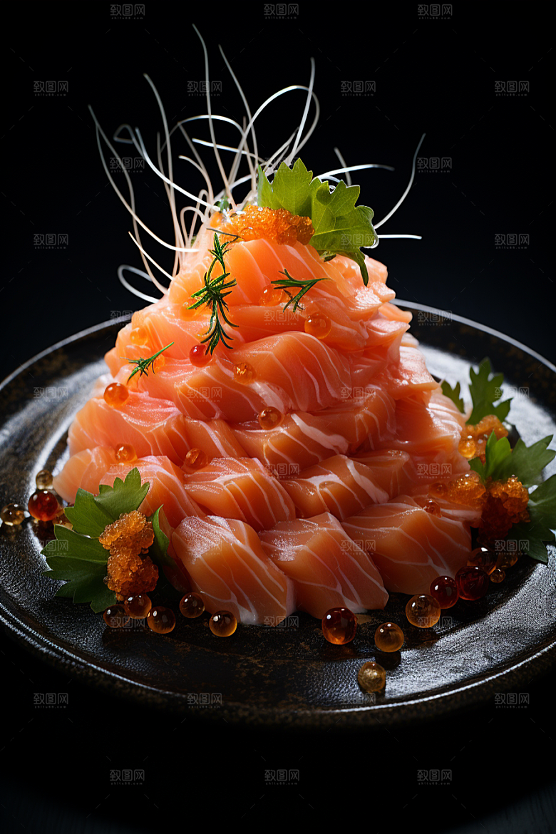三文鱼日料鱼肉摄影图