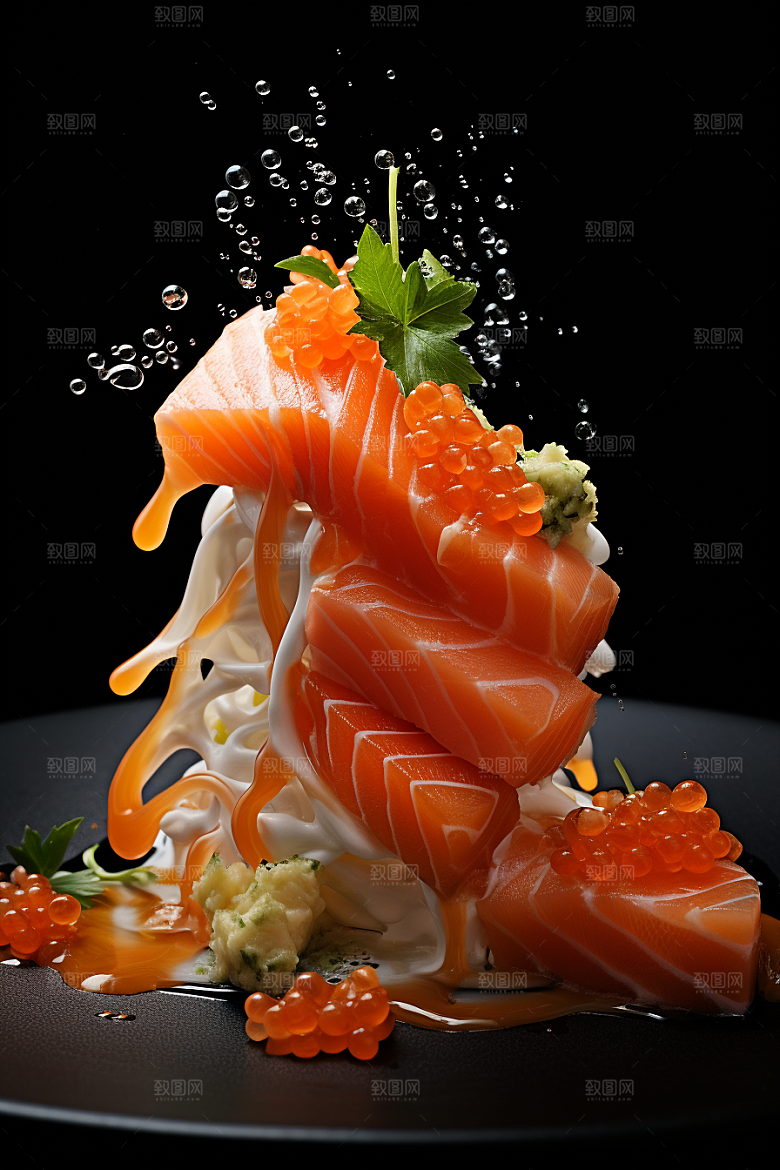 三文鱼美食新鲜摄影图