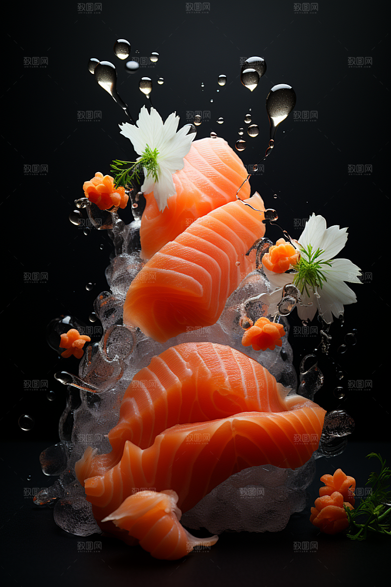 三文鱼日料海鲜摄影图