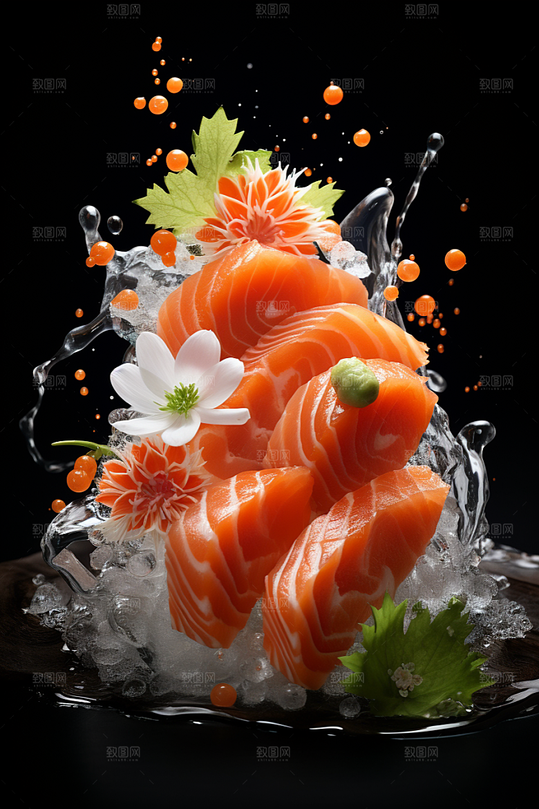 三文鱼新鲜美食摄影图