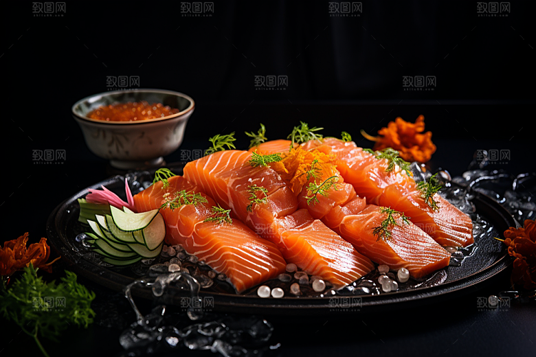 三文鱼高清美食摄影图