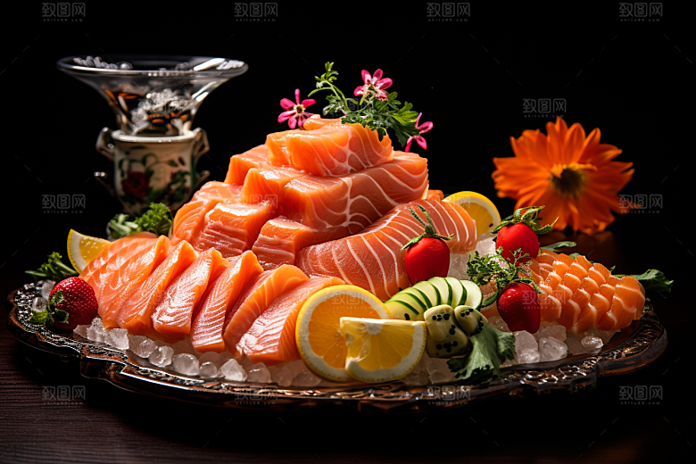 三文鱼美食鱼肉摄影图