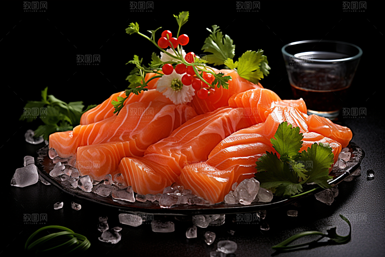 三文鱼日料海鲜摄影图