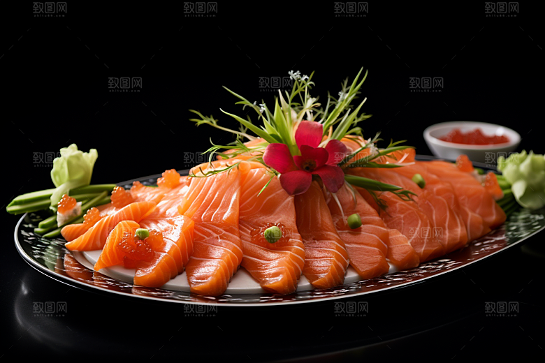 三文鱼鱼肉美食摄影图