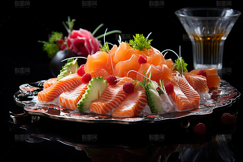 三文鱼日料美味摄影图