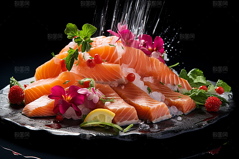 三文鱼美食新鲜摄影图