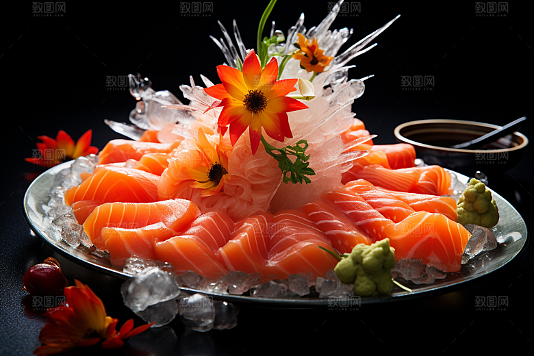 三文鱼美食高清摄影图