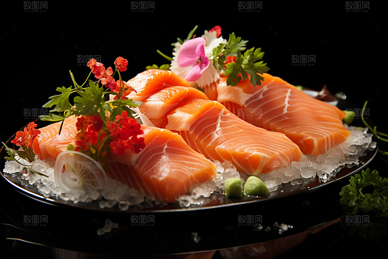 三文鱼美食鱼肉摄影图