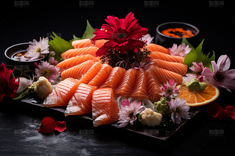 三文鱼美食高清摄影图