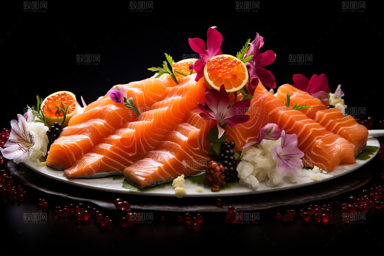 三文鱼鱼肉海鲜摄影图
