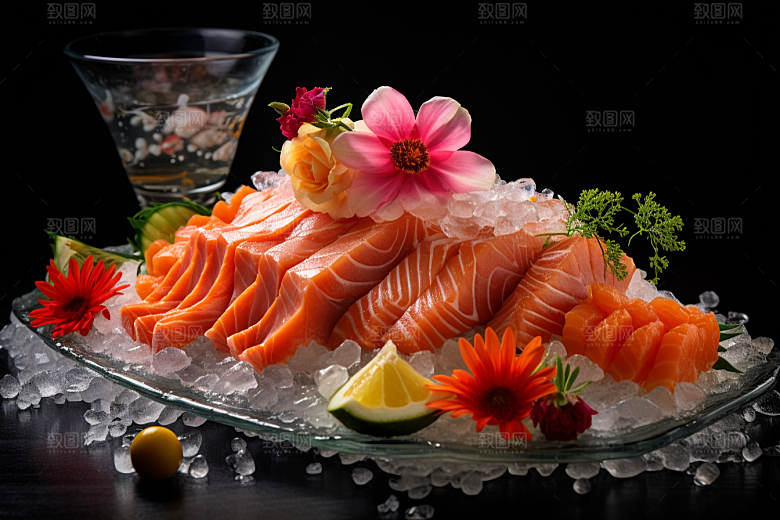 三文鱼生鱼片鱼肉摄影图