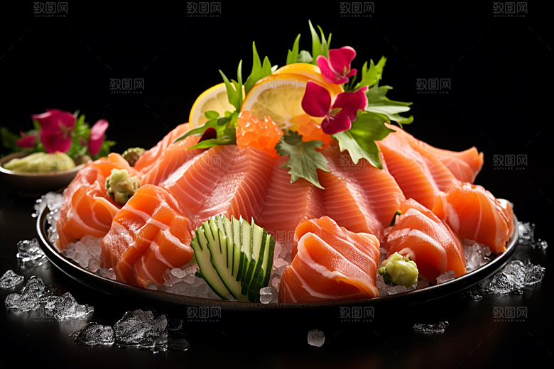 三文鱼美食鱼肉摄影图