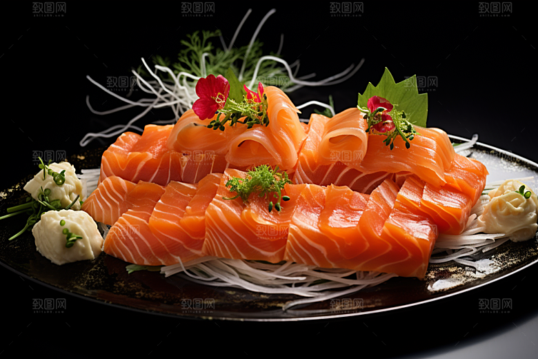 三文鱼新鲜美食摄影图