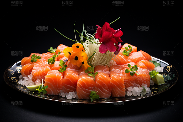 三文鱼美食高清摄影图