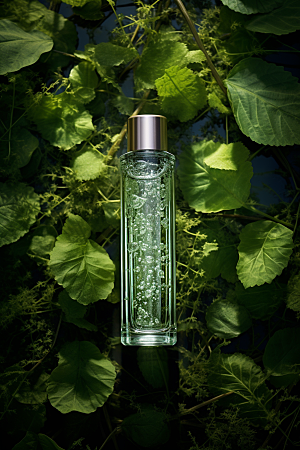 森林化妆品香水玻璃瓶广告摄影