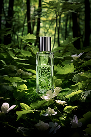 森林化妆品玻璃瓶护肤品广告摄影