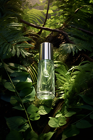 森林化妆品纯天然玻璃瓶广告摄影