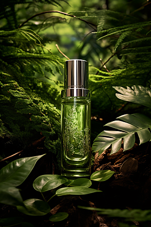 森林化妆品玻璃瓶清新广告摄影