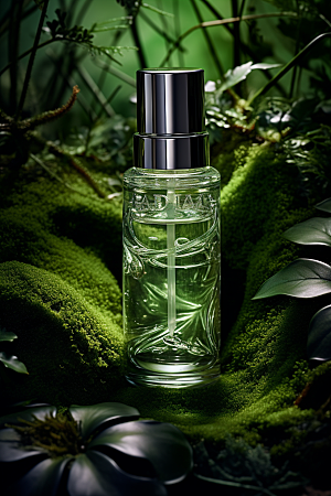森林化妆品玻璃瓶清新广告摄影