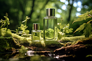 森林化妆品护肤品玻璃瓶广告摄影