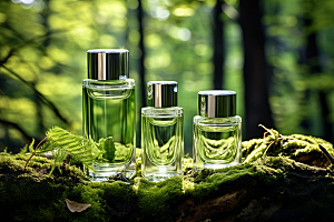 森林化妆品玻璃瓶纯天然广告摄影