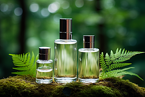 森林化妆品纯天然玻璃瓶广告摄影