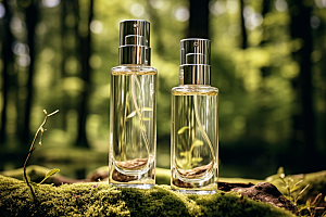 森林化妆品玻璃瓶纯天然广告摄影