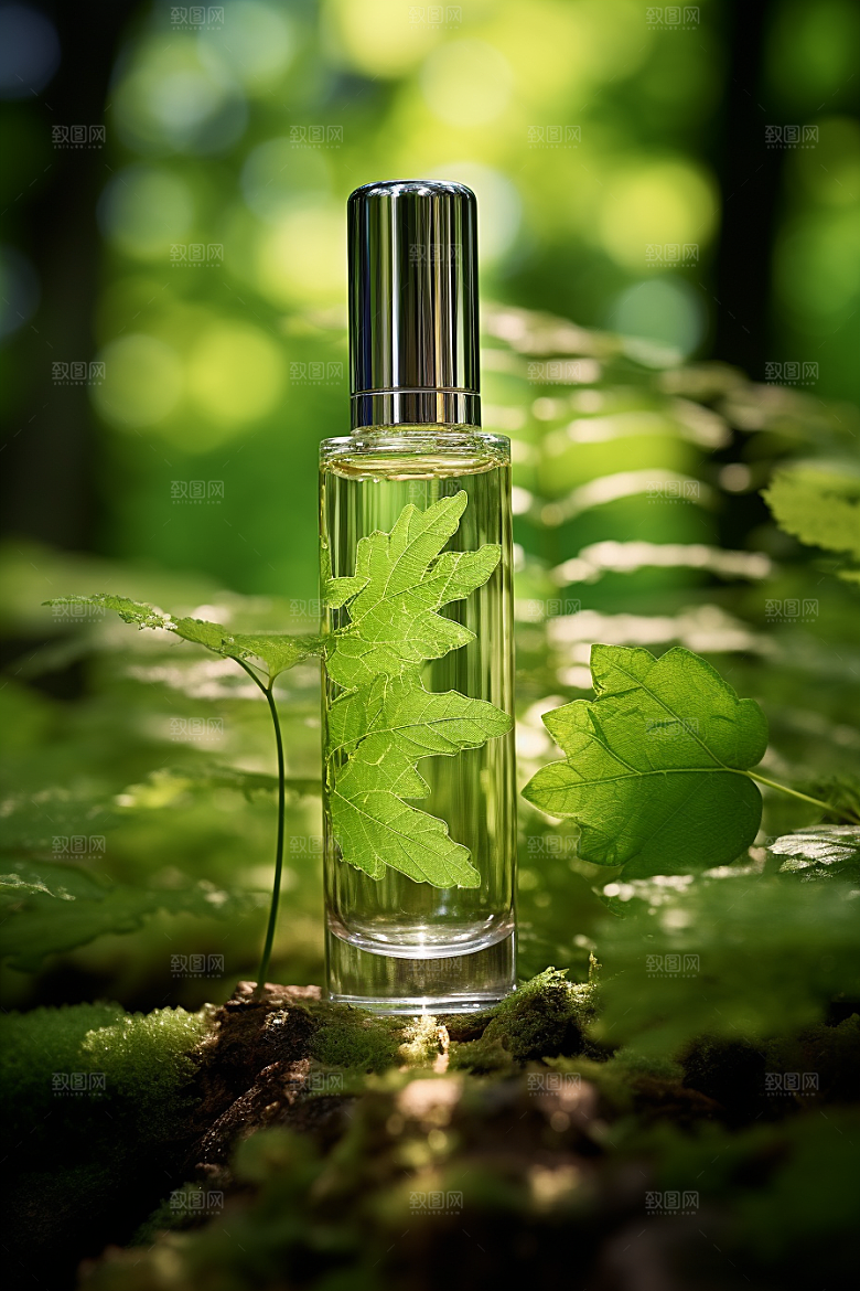 森林化妆品玻璃瓶大气广告摄影