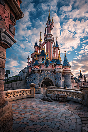 迪士尼乐园游乐场城堡摄影图