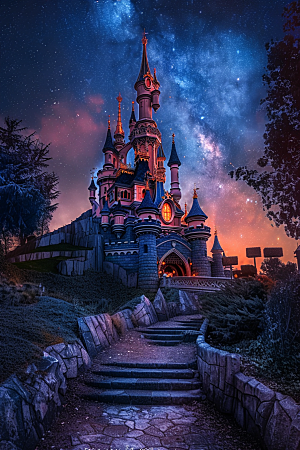 迪士尼乐园风景游乐场摄影图